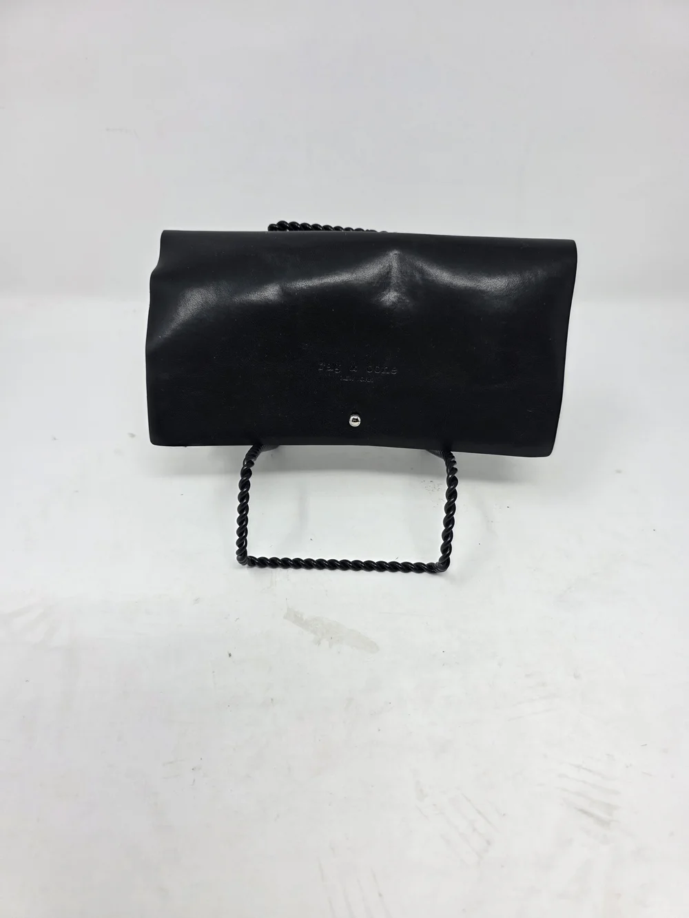 rag & bone New York Black Leather Glasses Case Soft Pouch Stud Closure